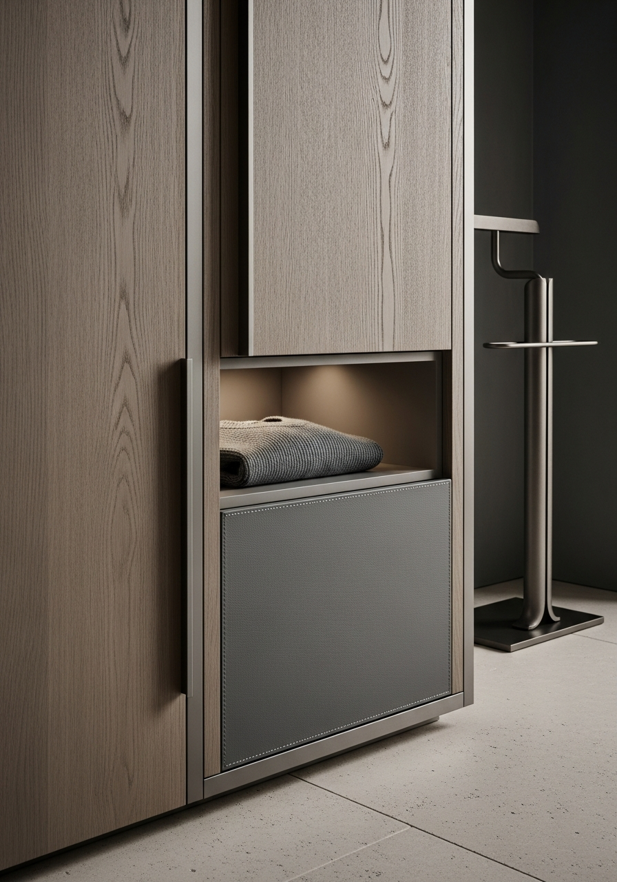 Fadior Brera Wardrobe Suite — close-up of stainless steel finish and hardware detail