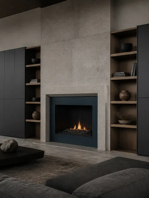Fadior Patina Living Room Suite with Azure Frame Fireside Gallery — 304 stainless steel living room system, front view