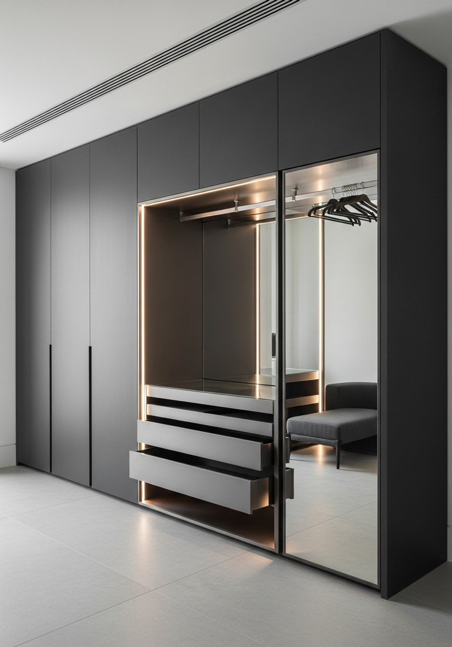 Fadior Brera Wardrobe Suite — 304 stainless steel wardrobe system, front view