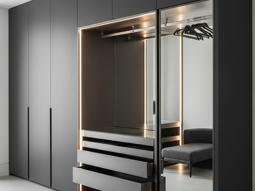 Fadior Brera Wardrobe Suite — 304 stainless steel wardrobe system, front view