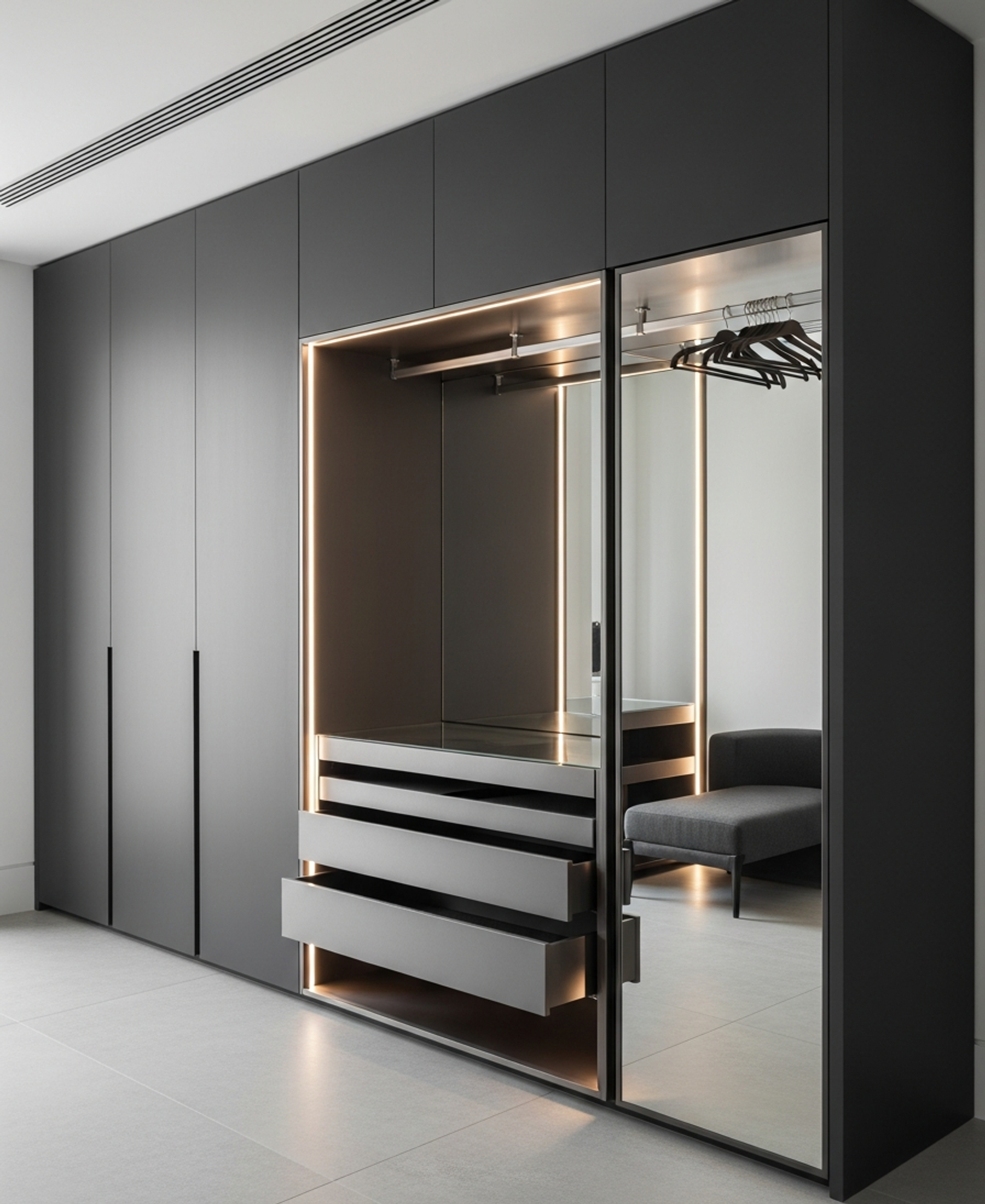 Fadior Brera Wardrobe Suite — 304 stainless steel wardrobe system, front view