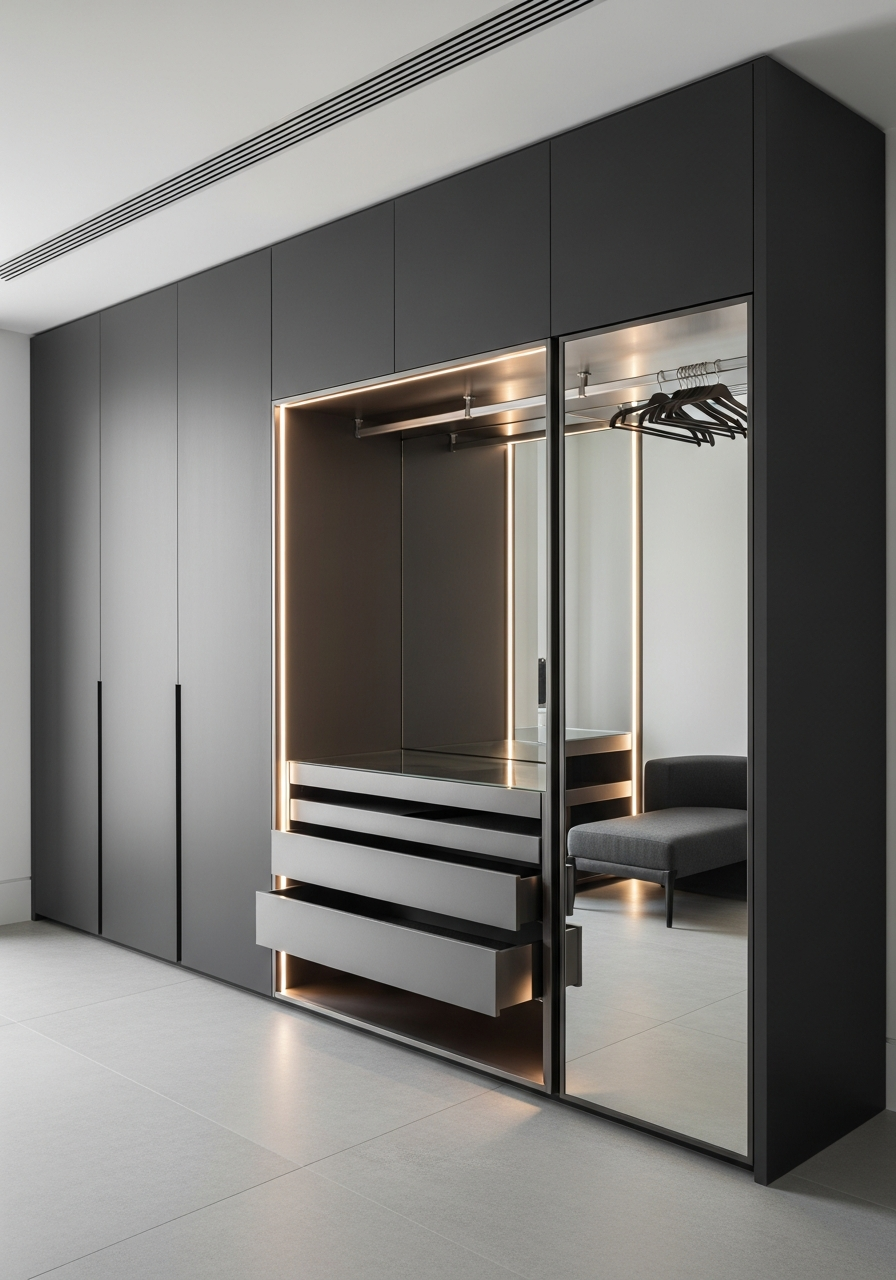 Fadior Brera Wardrobe Suite — 304 stainless steel wardrobe system, front view
