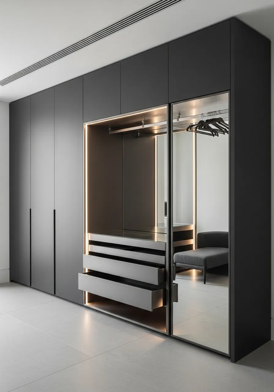 Fadior Brera Wardrobe Suite — 304 stainless steel wardrobe system, front view