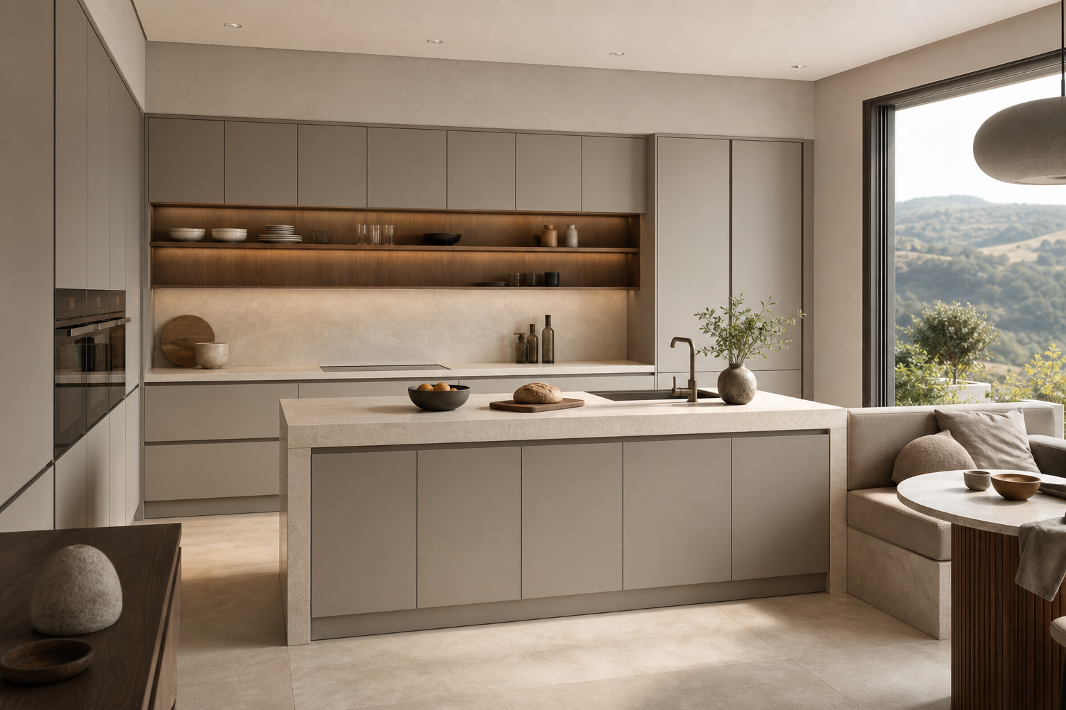 Fadior Forge Kitchen Suite with Milan Forecast Kitchen Wall — lifestyle setting with natural light and residential styling