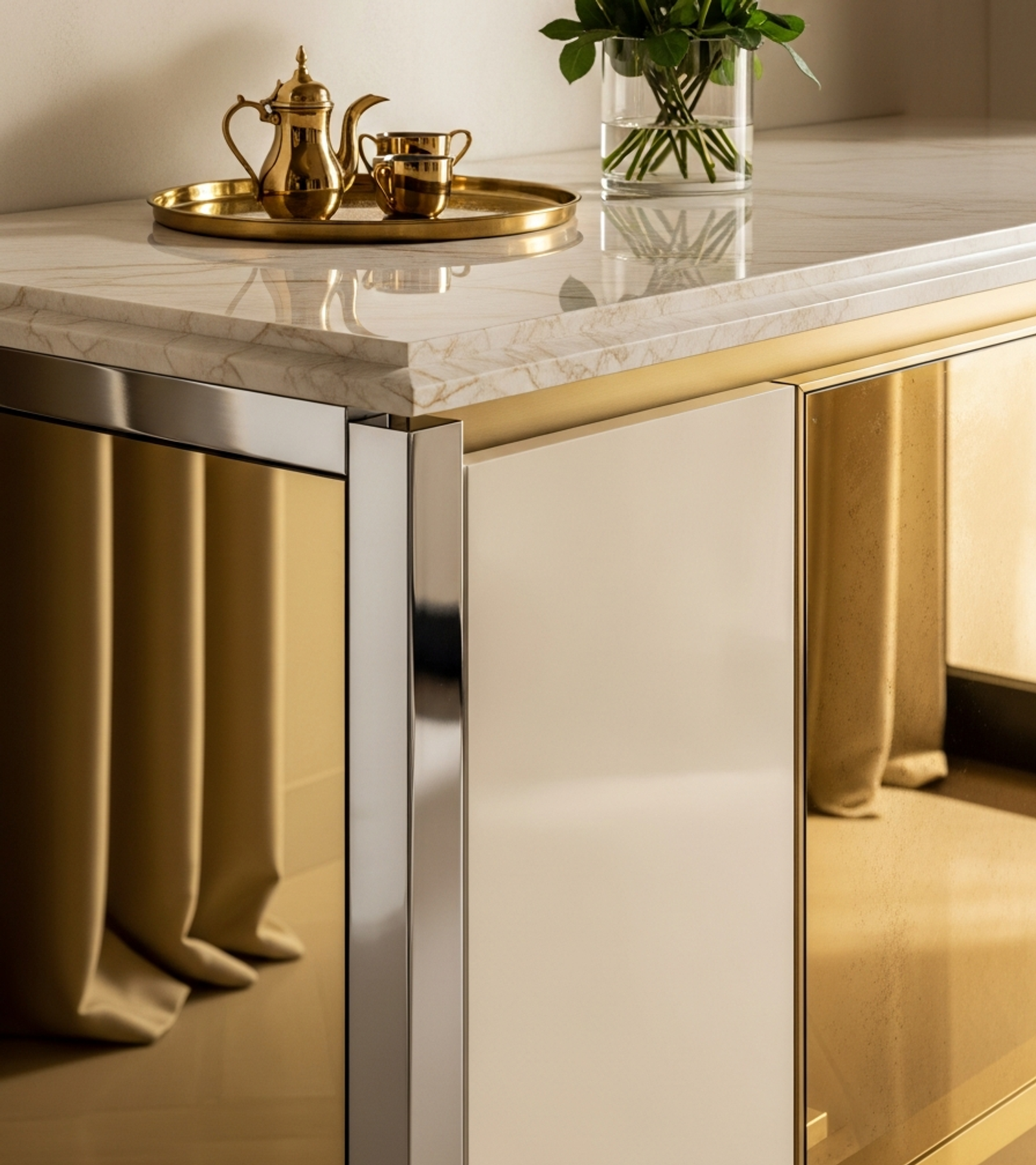 Fadior Brera Wardrobe Suite — close-up of stainless steel finish and hardware detail