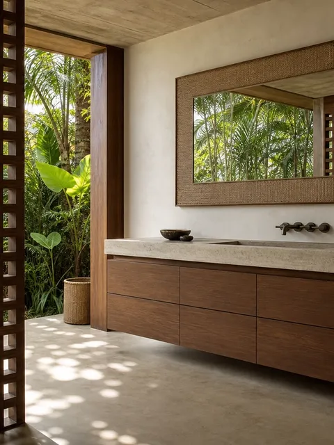 Suite de Baño y Tocador Alcove con Barra de Lavabo Sombra Travertino