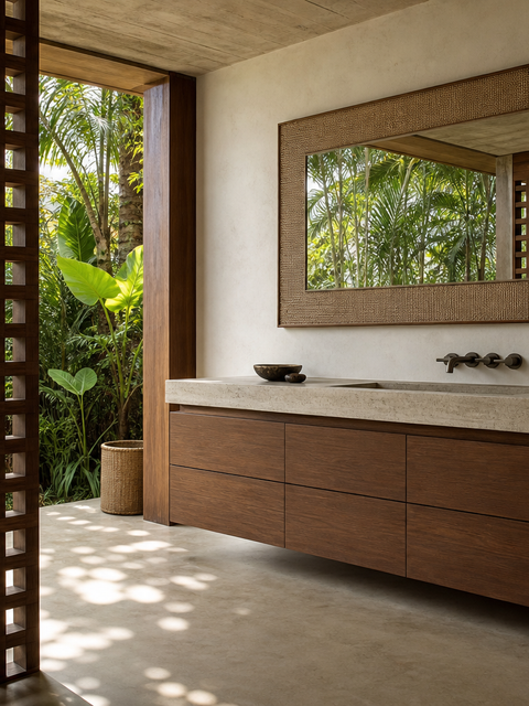 Suite de Baño y Tocador Alcove con Barra de Lavabo Sombra Travertino