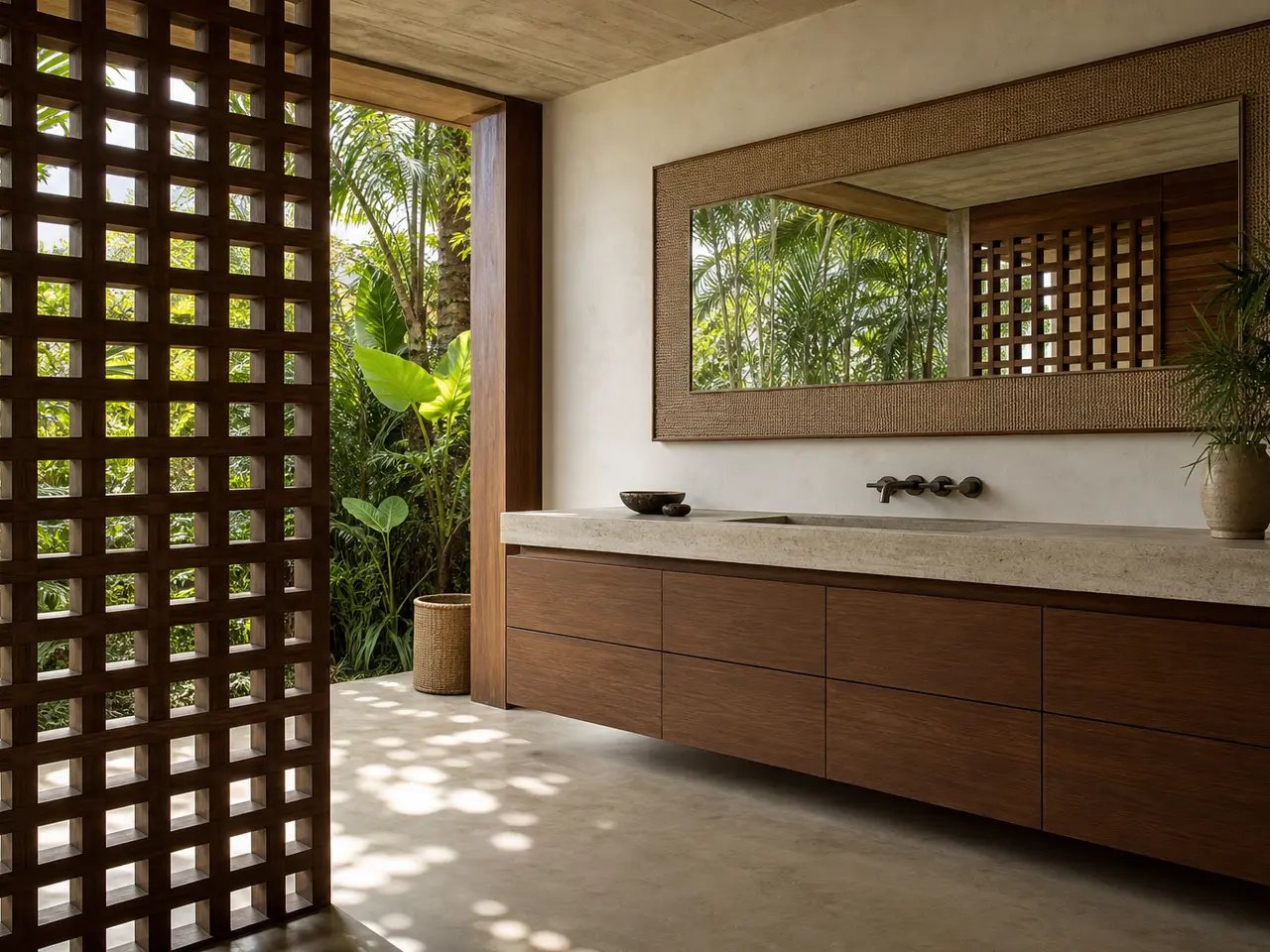 Fadior Alcove Bath and Vanity Suite with Travertine Shadow Basin Rail - waterproof 304 stainless steel bath vanity with mirror storage, moisture-resistant finishes, and grooming storage