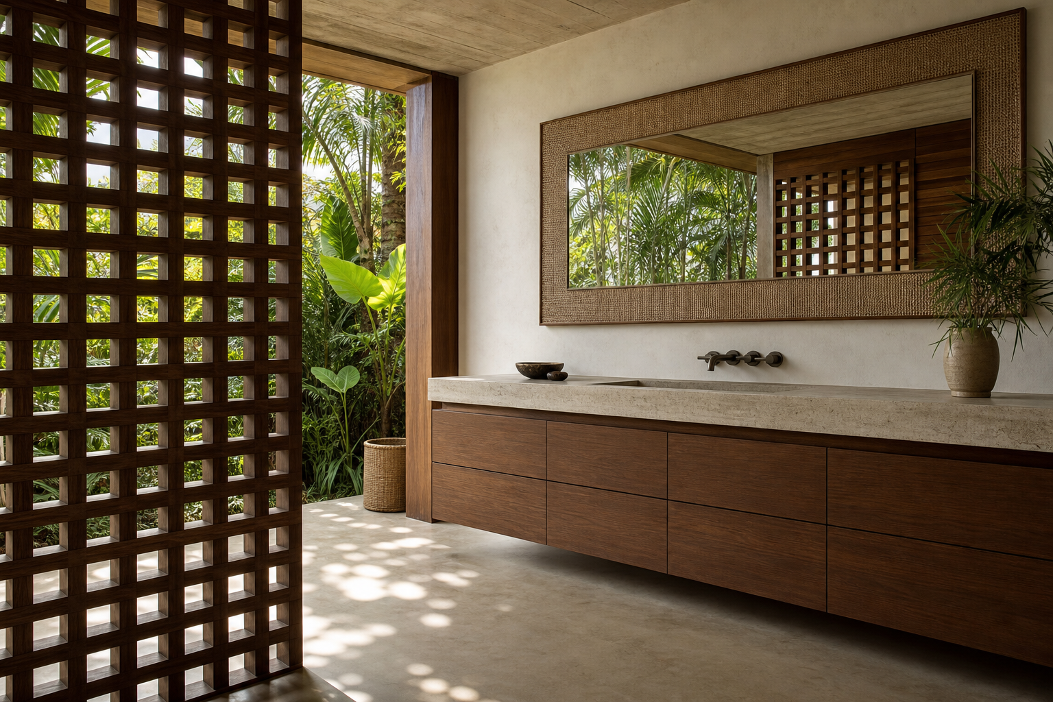 Fadior Alcove Bath and Vanity Suite with Travertine Shadow Basin Rail — 304 stainless steel bath and vanity system,
