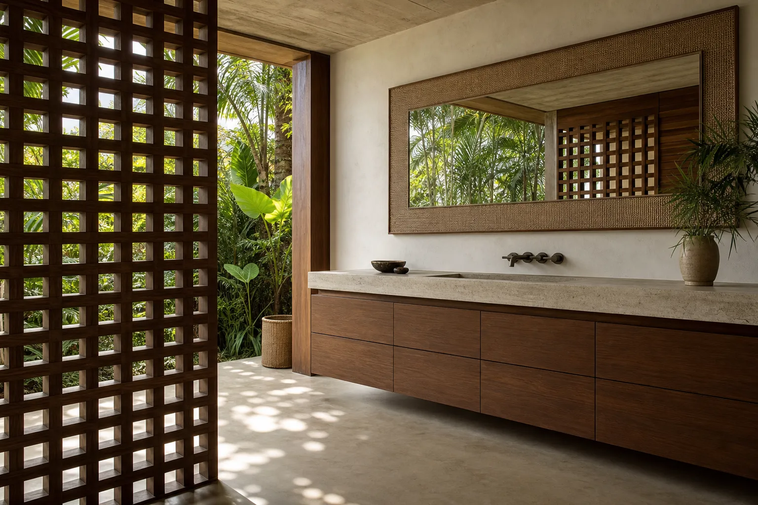 Fadior Alcove Bath and Vanity Suite with Travertine Shadow Basin Rail — 304 stainless steel bath and vanity system,
