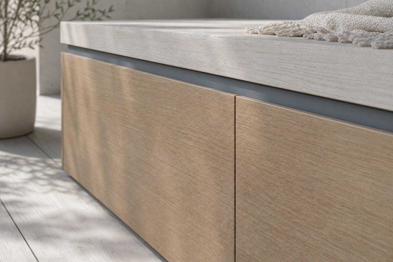 Fadior Dusk Balcony Suite with Blond Ash Aperitif Bench — close-up of stainless steel finish and hardware detail