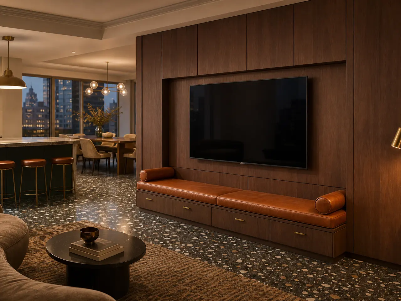 Suite de Sala de Estar Galleria con Banqueta de Escucha Terrazzo