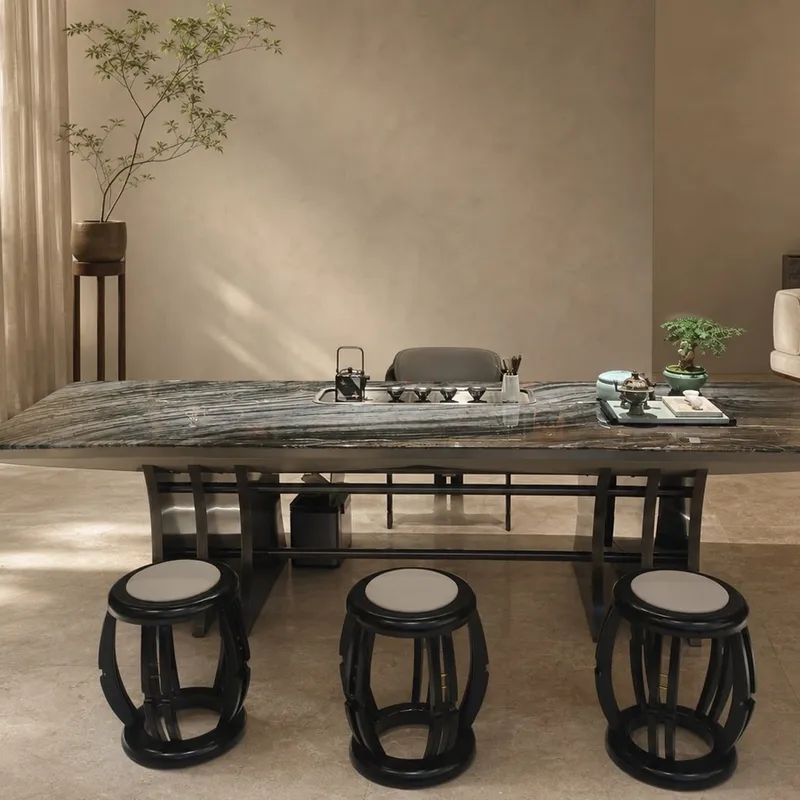 Marble Tea Table with Integrated Basin