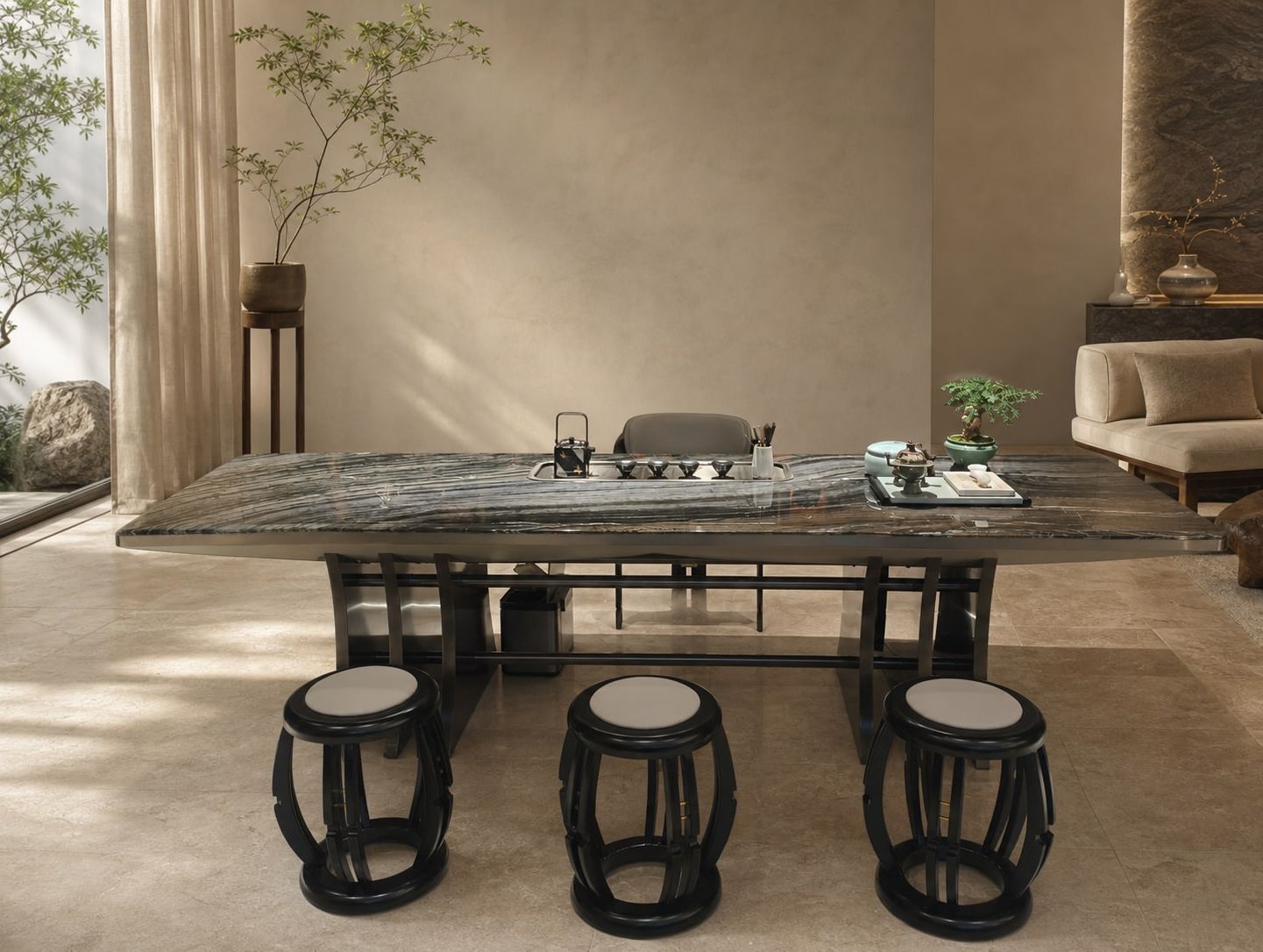 Marble Tea Table styled in a FADIOR HOME interior setting