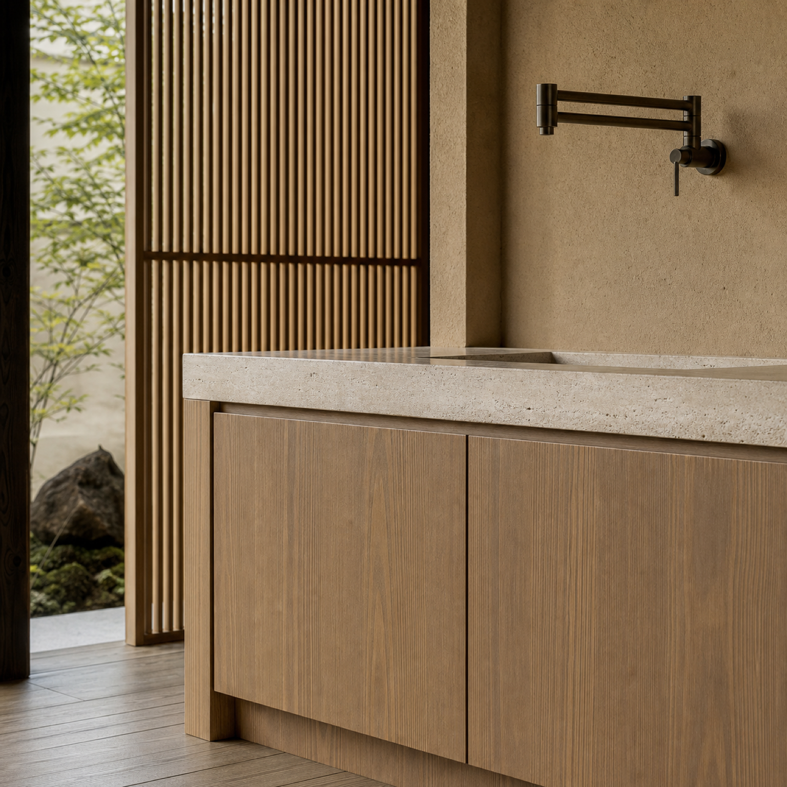 Fadior Pavilion Kitchen Suite with Cloudline Pot Filler Island — close-up of stainless steel finish and hardware detail
