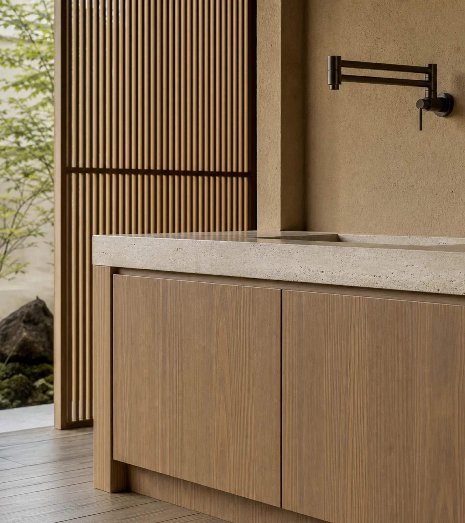 Fadior Pavilion Kitchen Suite with Cloudline Pot Filler Island — close-up of stainless steel finish and hardware detail