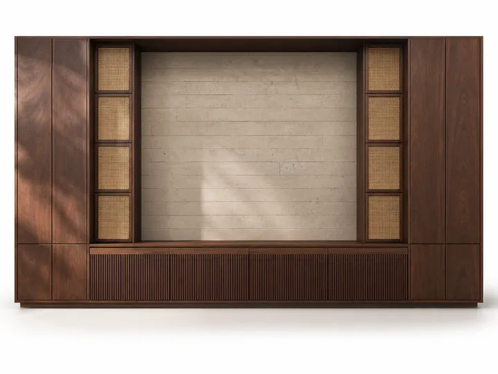 Fadior Zenith Living Room Suite with Fluted Bookcase Bridge — 304 stainless steel living room system, front view