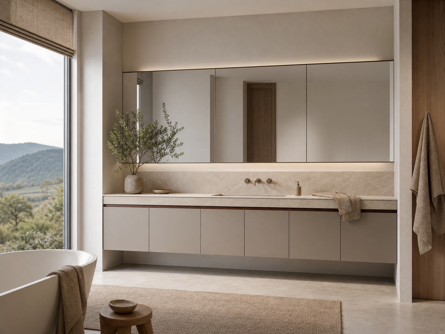 Suite de Baño y Tocador Alcove con Repisa de Lavabo Porcelain Halo perspectiva interior