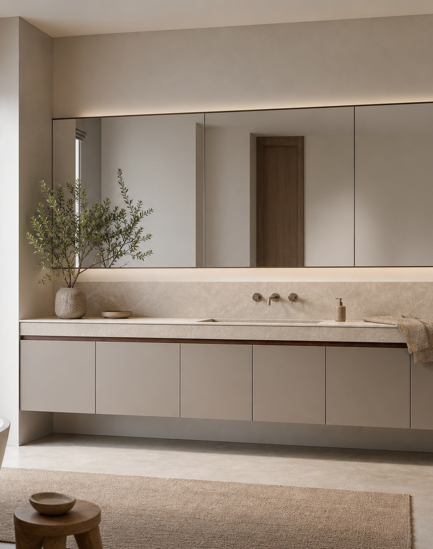Suite de Baño y Tocador Alcove con Repisa de Lavabo Porcelain Halo perspectiva interior