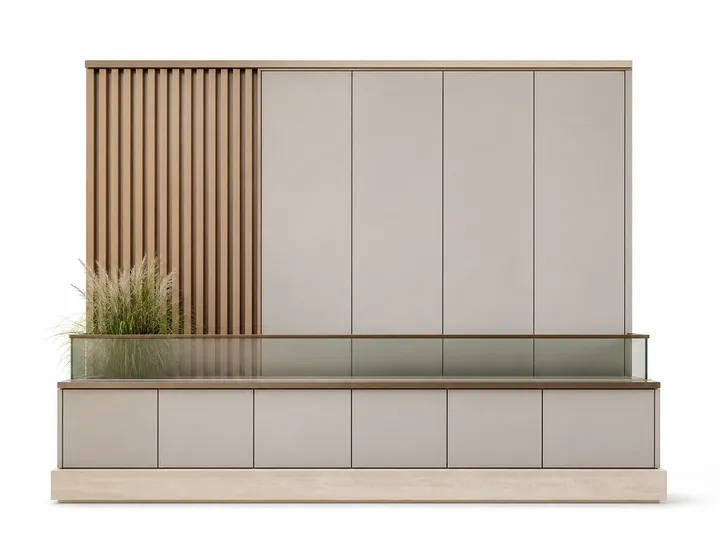 Fadior Soleil Balcony Suite with Mist Glass Coffee Plinth — 304 stainless steel balcony system, front view