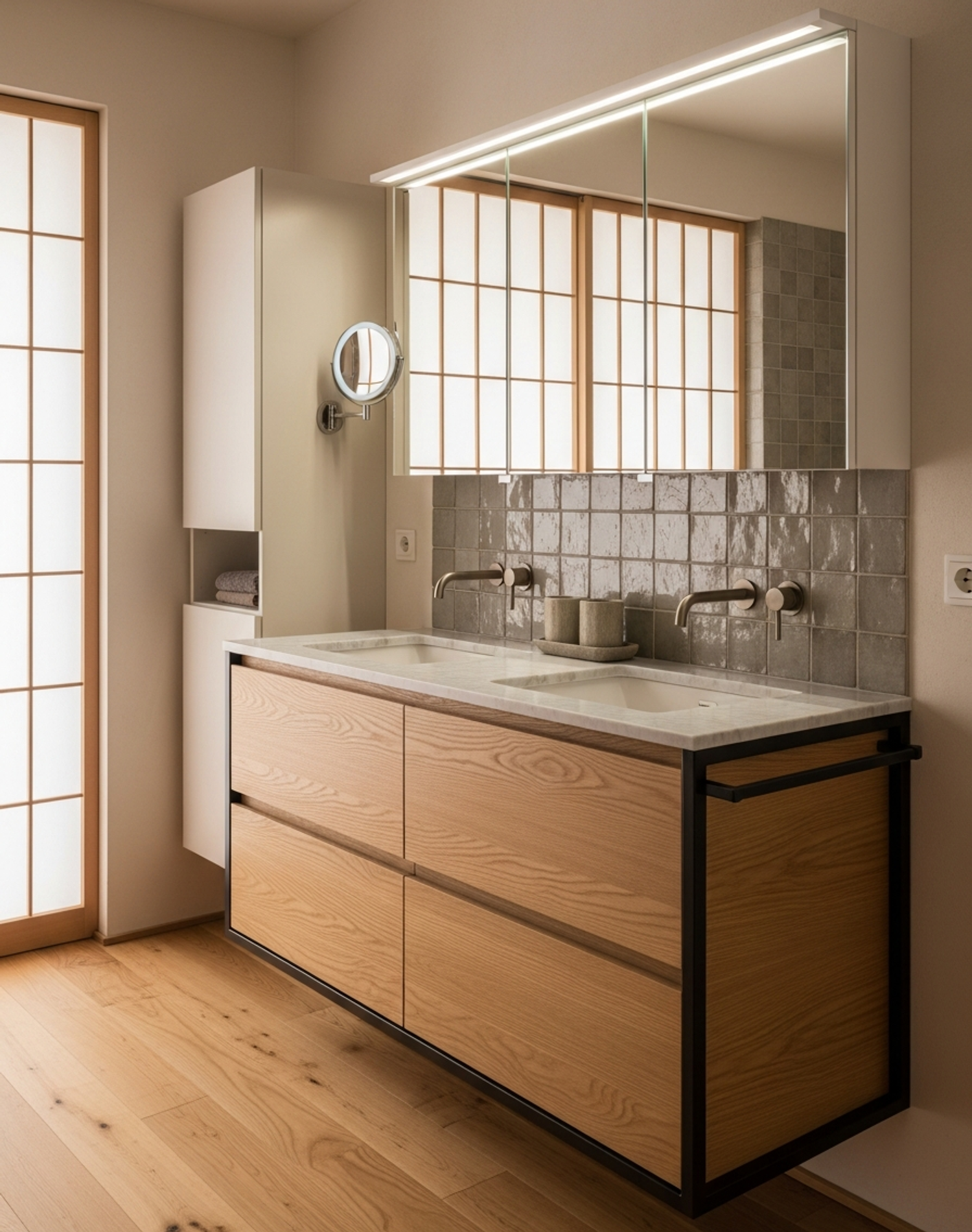 Fadior Acqua Bath and Vanity Suite — interior room context showing cabinet integration