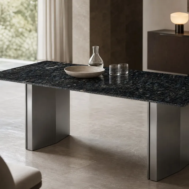 Panel-Base Marble Dining Table 140×80 cm