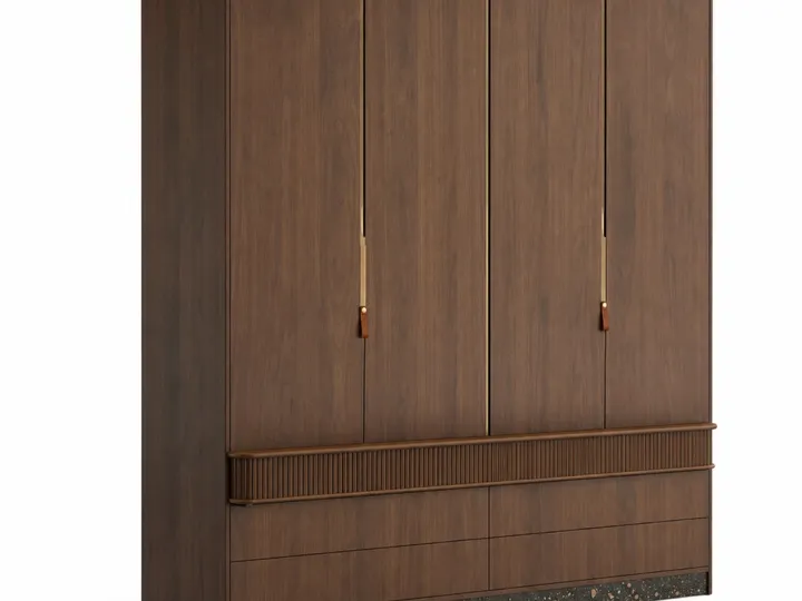 Fadior Radiance Wardrobe Suite with Fluted Packing Ledge — 304 stainless steel wardrobe system, front view