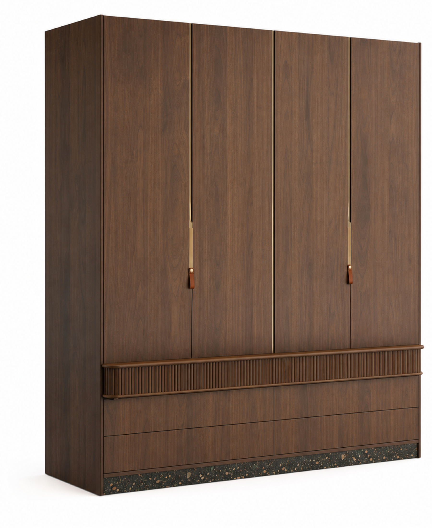 Fadior Radiance Wardrobe Suite with Fluted Packing Ledge — 304 stainless steel wardrobe system, front view