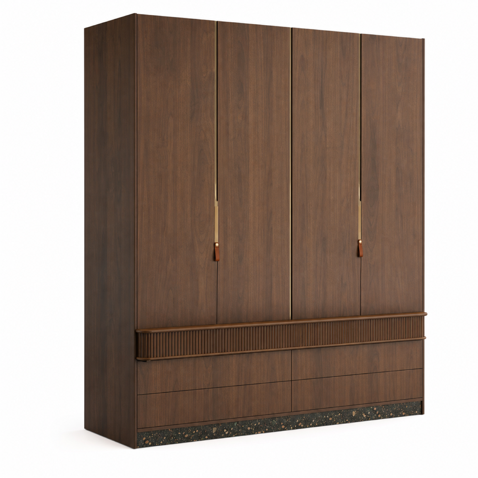 Fadior Radiance Wardrobe Suite with Fluted Packing Ledge — 304 stainless steel wardrobe system, front view