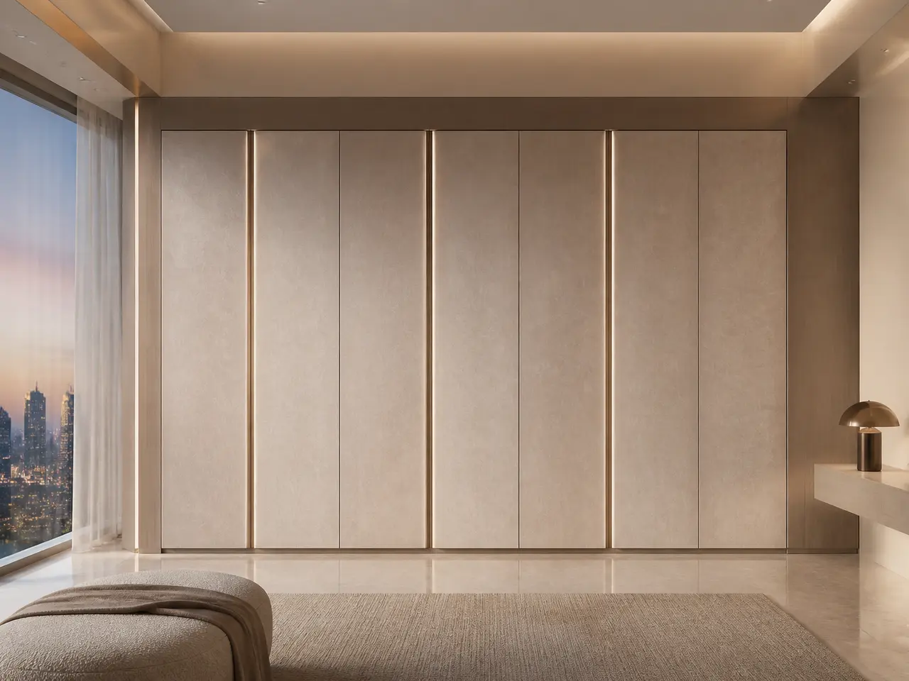 Fadior Canopy Wardrobe Suite with Framed Atelier Passage — 304 stainless steel wardrobe system, front view
