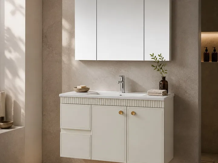 Mueble de baño con lavabo y armario de espejo en tablero ecológico 1000×485×500 mm