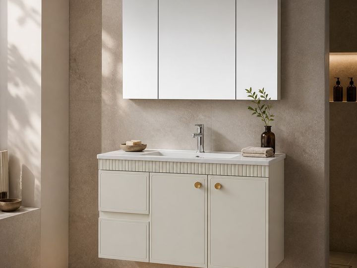 Bathroom Vanity Cabinet styled in a FADIOR HOME interior setting