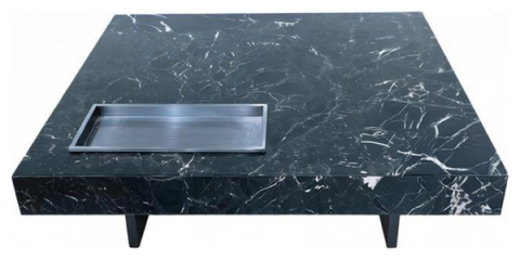 Mesa de centro con tapa de piedra 1.0 m × 1.0 m