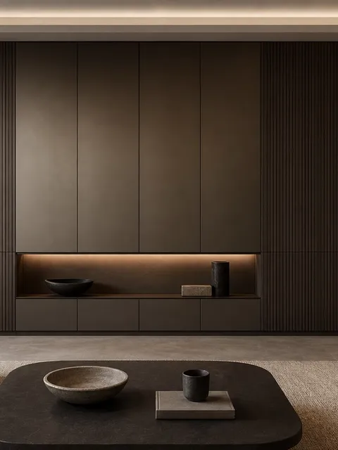 Suite de Paneles de Pared Miroir con Ritmo de Sombra Bronce
