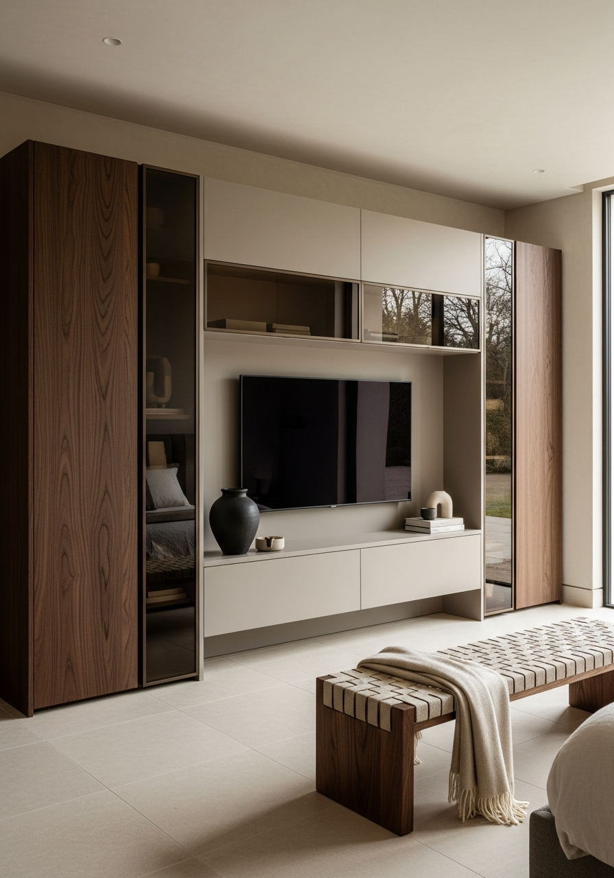 Fadior Zenith Media Console — 304 stainless steel living room system, front view