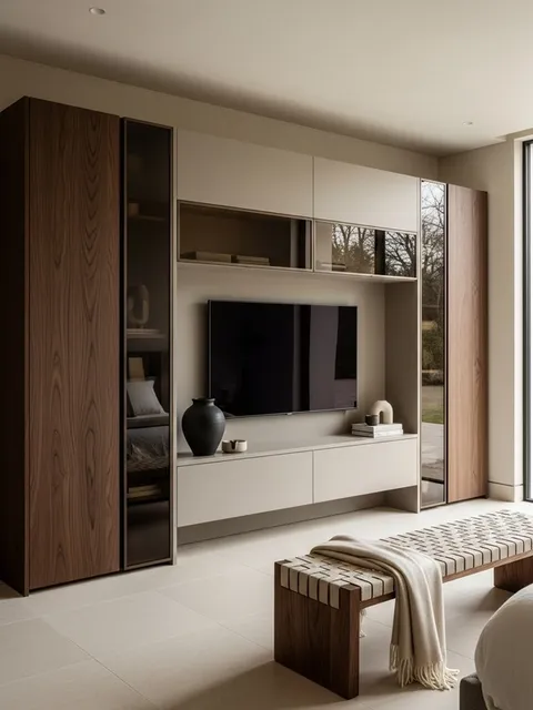 Fadior Zenith Media Console — 304 stainless steel living room system, front view