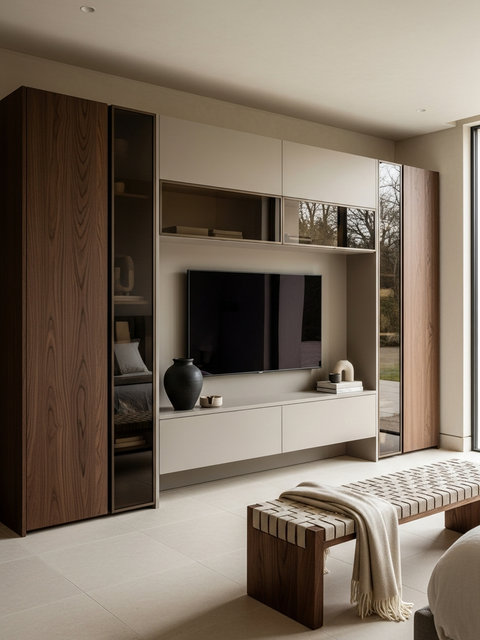 Fadior Zenith Media Console — 304 stainless steel living room system, front view