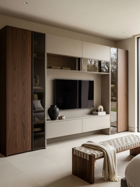 Fadior Zenith Media Console — 304 stainless steel living room system, front view