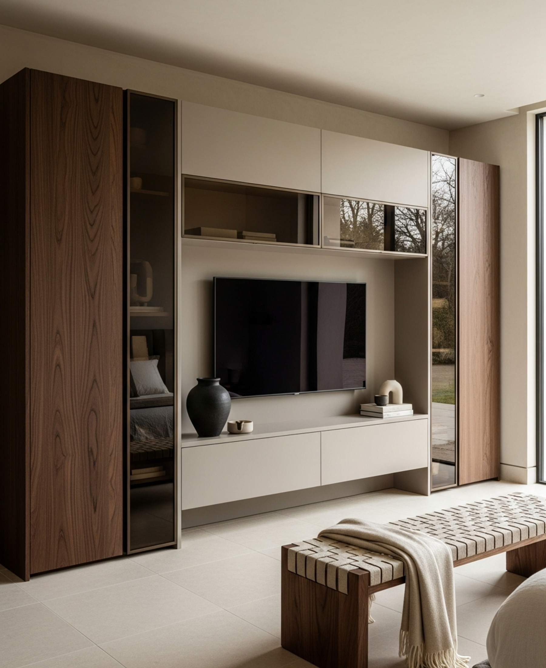 Fadior Zenith Media Console — 304 stainless steel living room system, front view