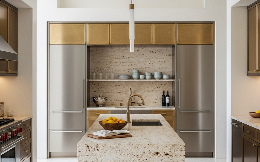 Fadior Miami Bayfront Villa — 304 stainless steel kitchen system, architectural view