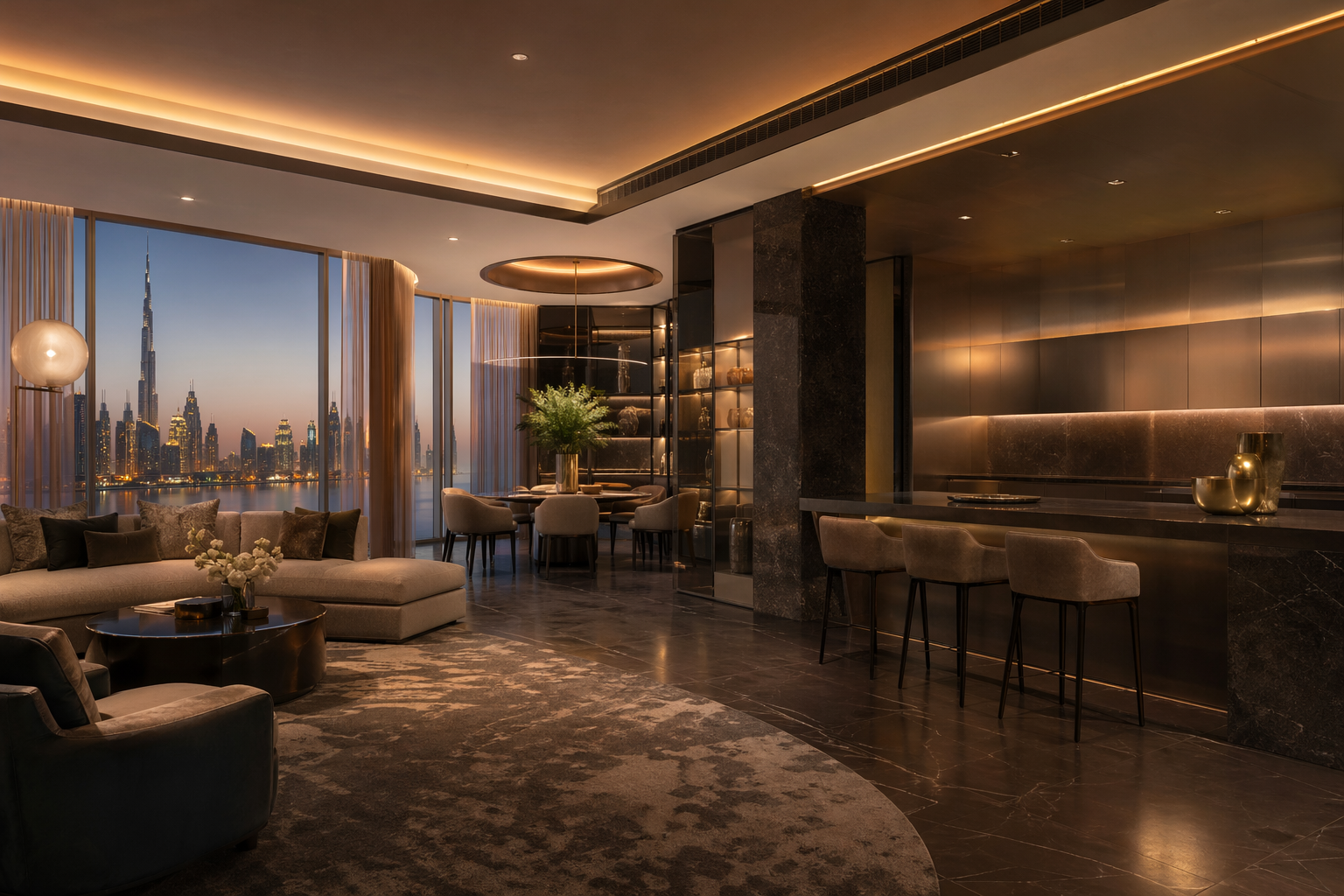 Fadior Dubai Downtown Hotel — living and whole-home integration view