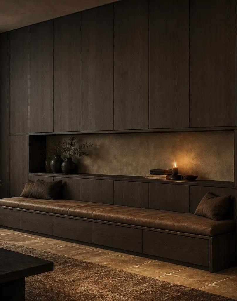 Fadior Zenith Living Room Suite with Window Bench Archive Wall — interior room context showing cabinet integration