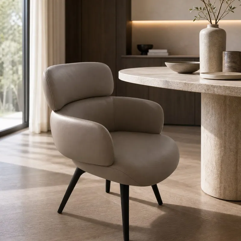 Floating-Back Microfibre Leather Dining Chair