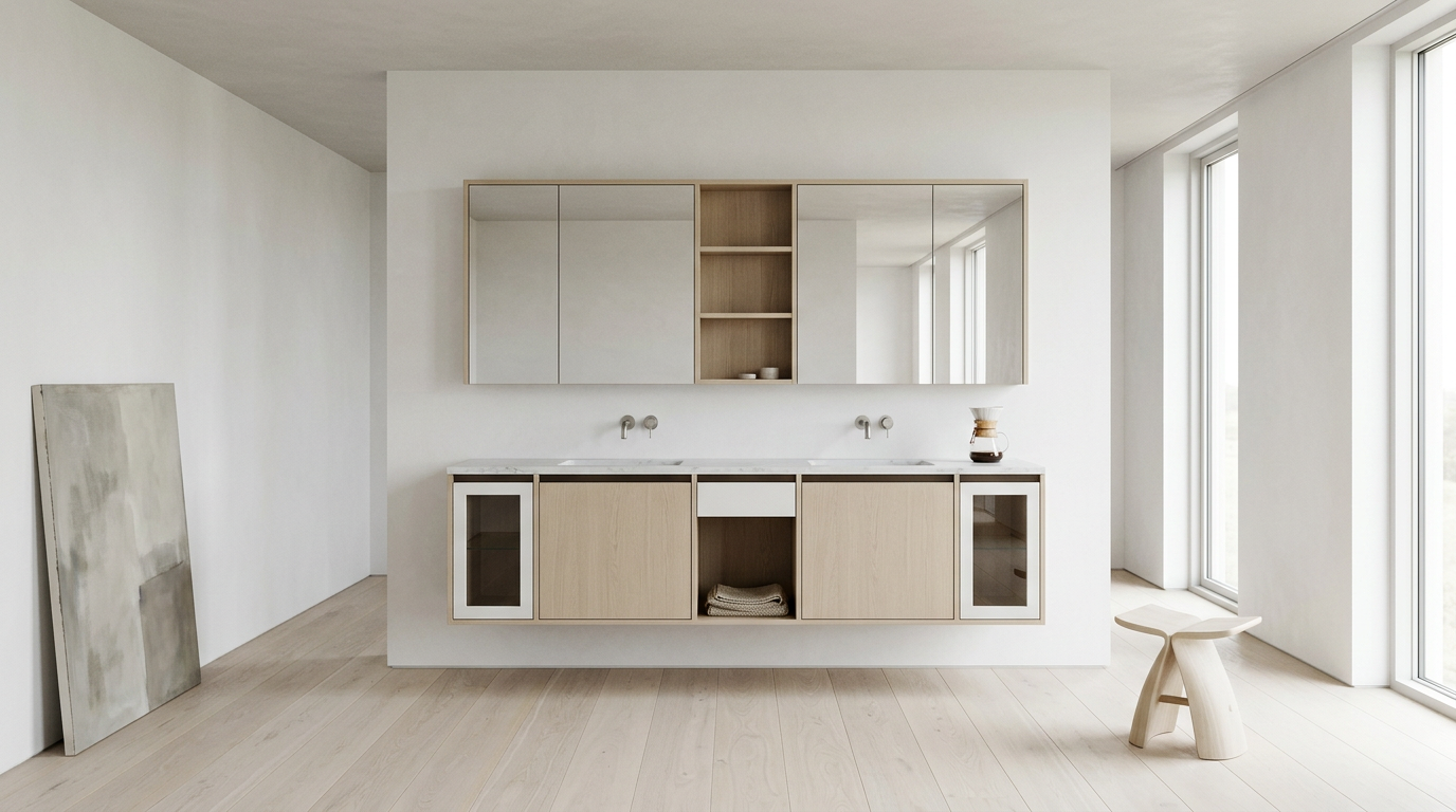 Fadior Ethereal Bath and Vanity Suite — lifestyle setting with natural light and residential styling