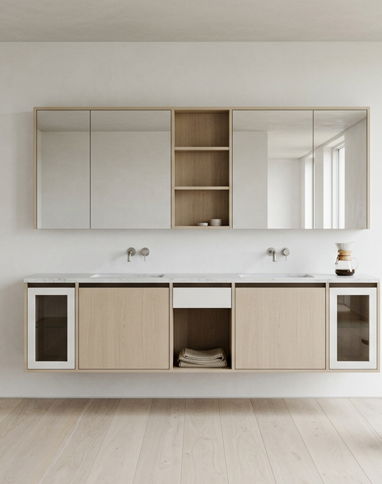 Fadior Ethereal Bath and Vanity Suite — lifestyle setting with natural light and residential styling
