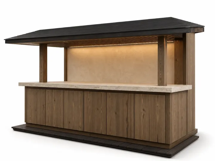 Fadior Vantage Outdoor Kitchen Suite with Cedar Rain Counter Bay — 304 stainless steel outdoor kitchen system, front view