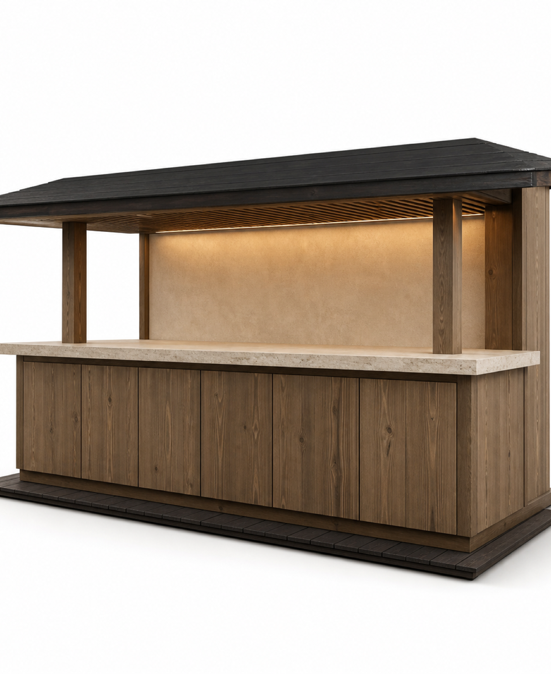 Fadior Vantage Outdoor Kitchen Suite with Cedar Rain Counter Bay — 304 stainless steel outdoor kitchen system, front view
