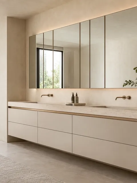 Suite de Baño y Tocador Ethereal con Rejilla Espejada a Medida