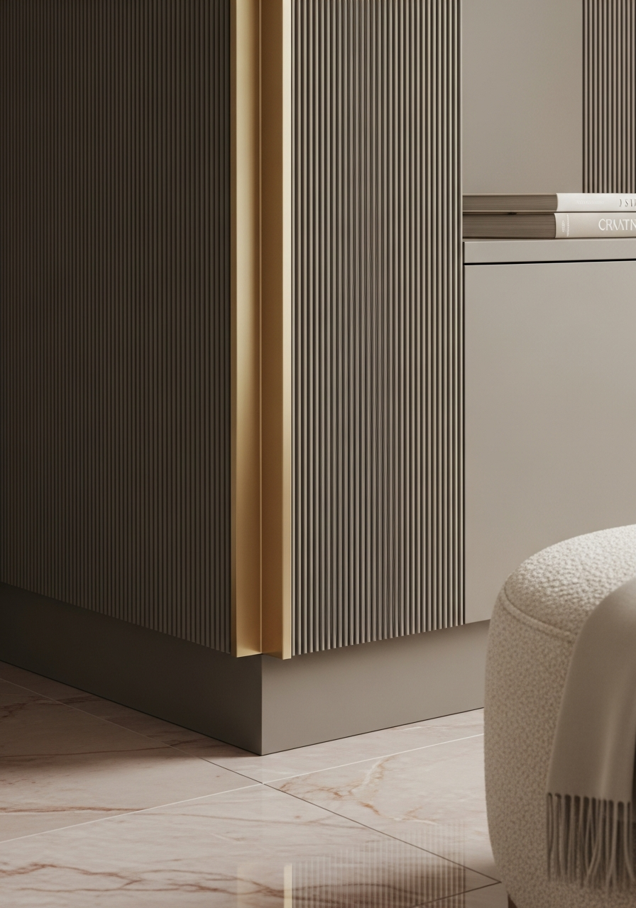 Fadior Archetype Entryway Cabinet — close-up of stainless steel finish and hardware detail