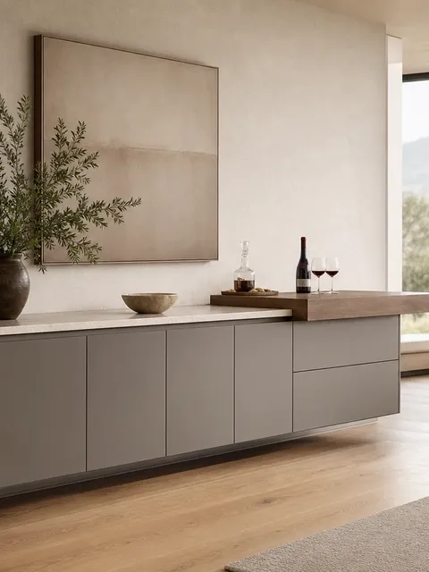 Suite de Armario de Vinos Estuary con Credenza Flotante para Cata